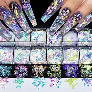 12-Color Holographic Nail Art Glitter Set